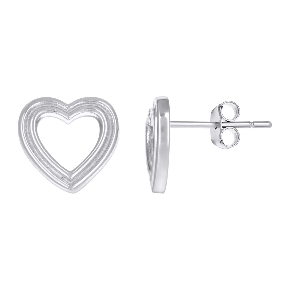 925 Sterling Silver Womens Heart Stud Earrings